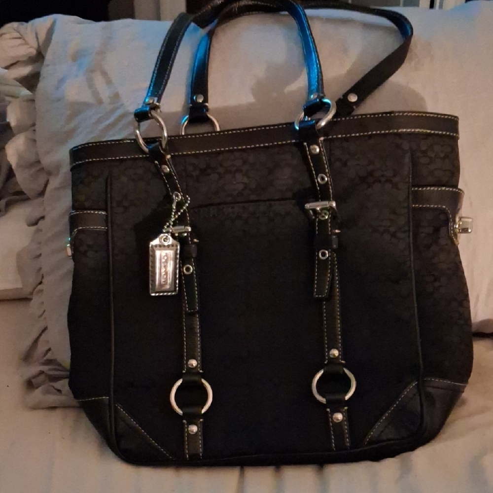 Coach Black Signature Tote Bag
